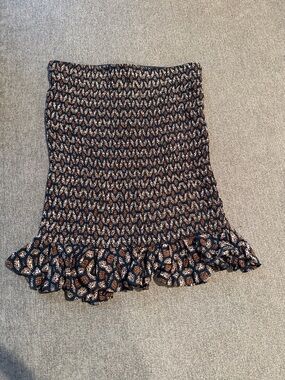 WYLDR Navy Floral Smocked Mini Skirt with Ruffle Hem